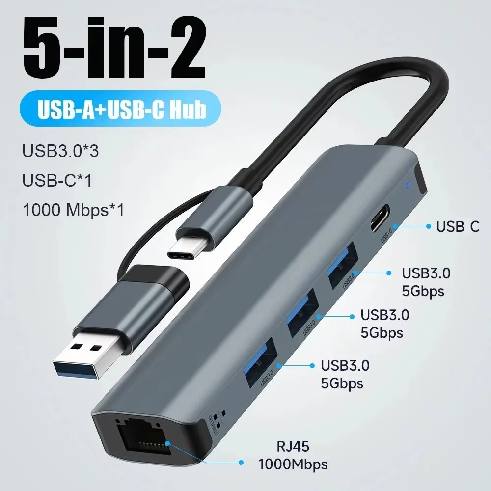 Usb Hub Type C - Multiport USB-C-hub, uitbreidingsdock met 5 in