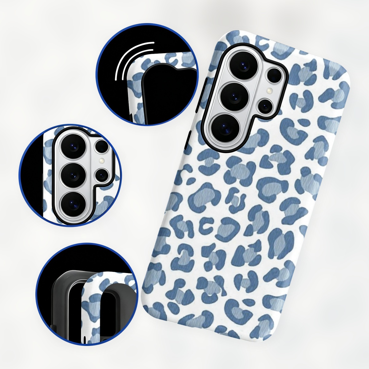 Blauwe telefoonhoes met luipaa - Samsung Galaxy S24 recensie en prijs