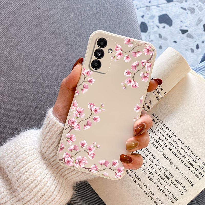 Roze kersenbloesemtak print te - Samsung Galaxy A55 recensie en prijs